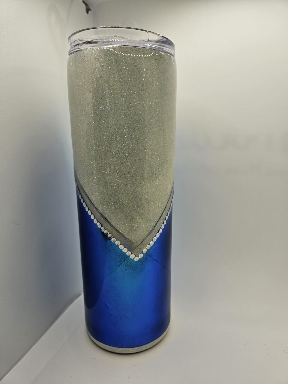 V white glitter n navy blue