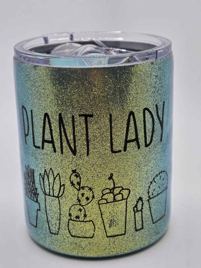 Stainless coffee mug green glitter