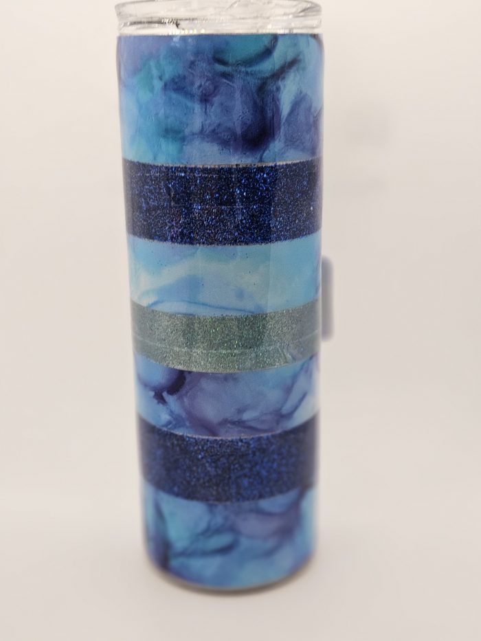 Blue Glitter with Blue Inks