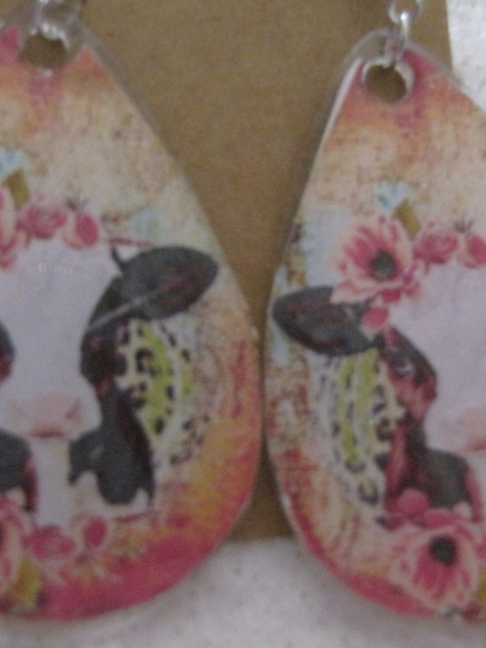 Flower Cow Teardrop Earrings