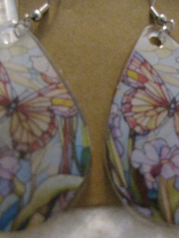Stained Glass Butterfly Teardrop Earrings