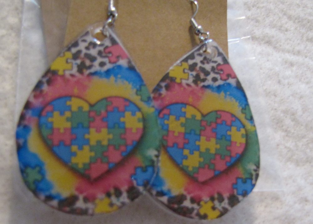 Autism Awareness Teardrop Earrings