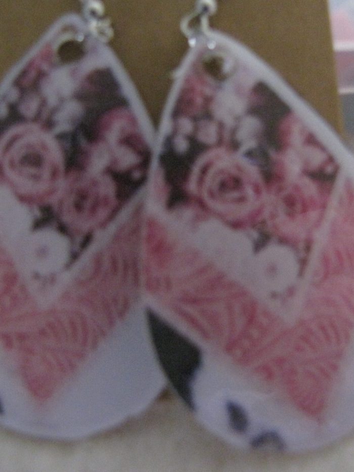 Rose/Black Teardrop Earrings