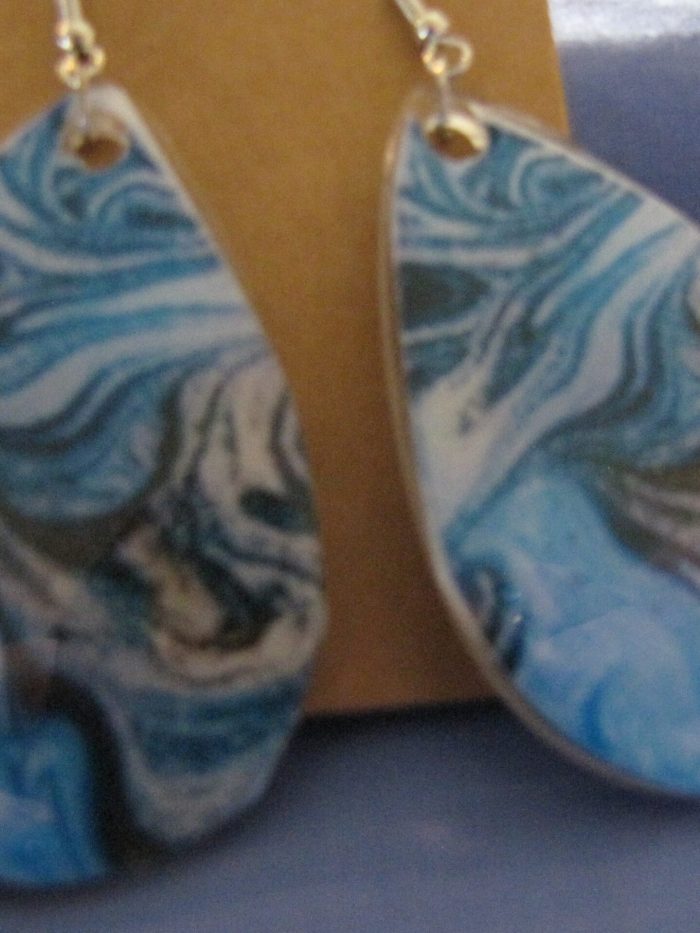 Blue Marble Teardrop Earrings