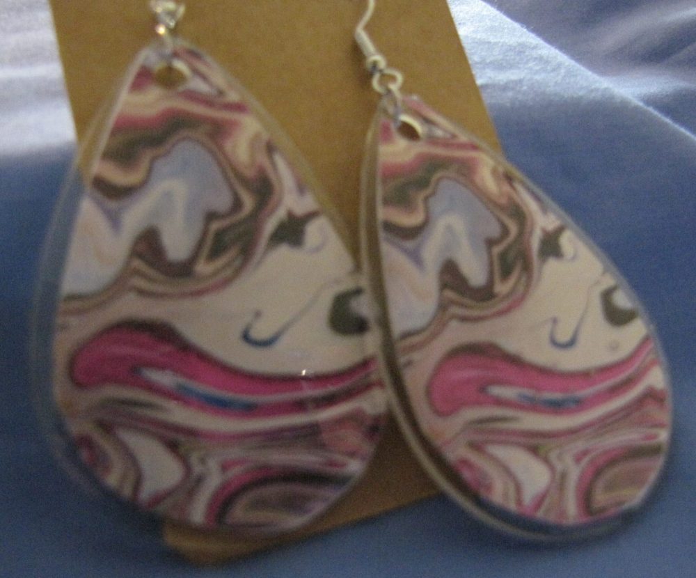 Multi Marble Teardrop Earrings