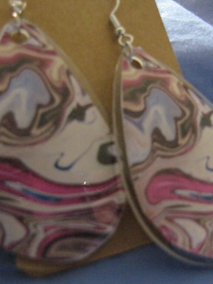 Multi Marble Teardrop Earrings