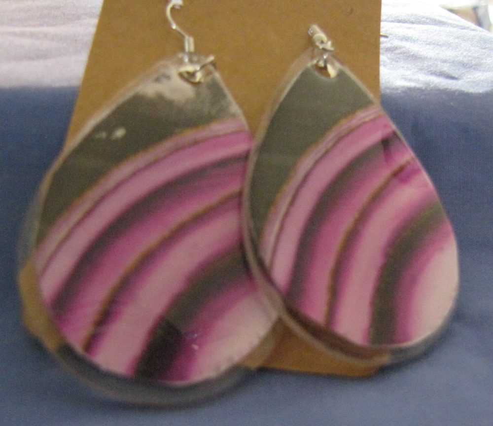 Purple Marble Teardrop Earrings
