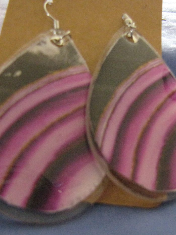 Purple Marble Teardrop Earrings