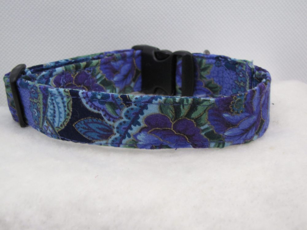 Blue Flowers Dog Collar