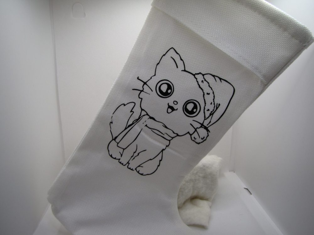 Christmas Kitty Re washable Coloring Stocking