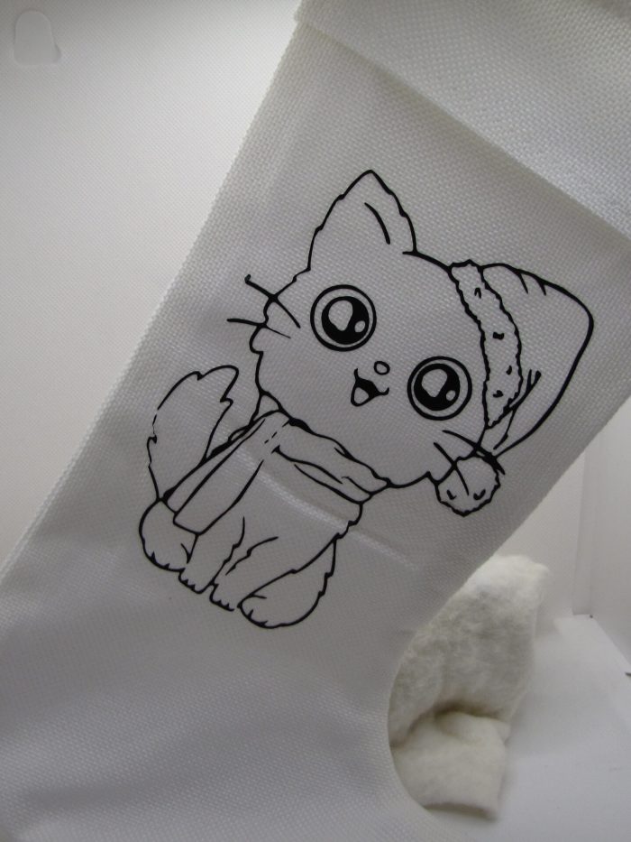 Christmas Kitty Re washable Coloring Stocking