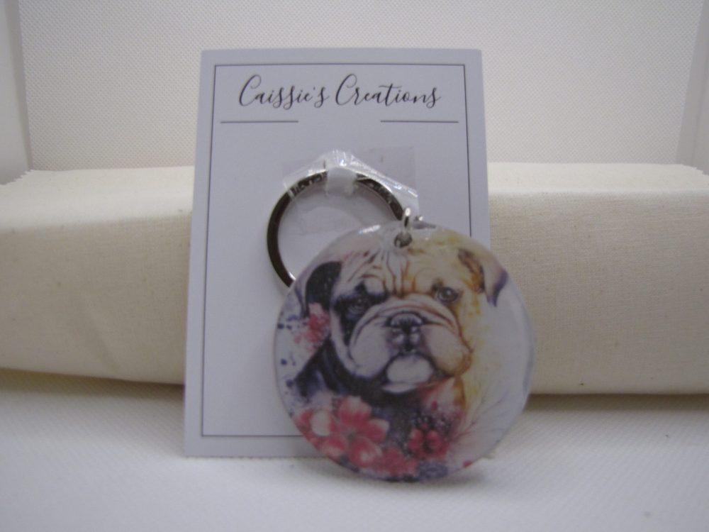 Flowering Bull Dog Key Chain