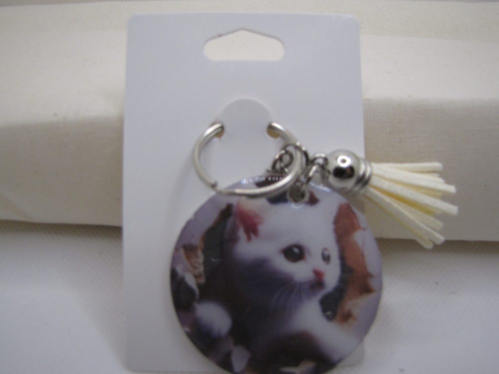 White Kittie Key Chain