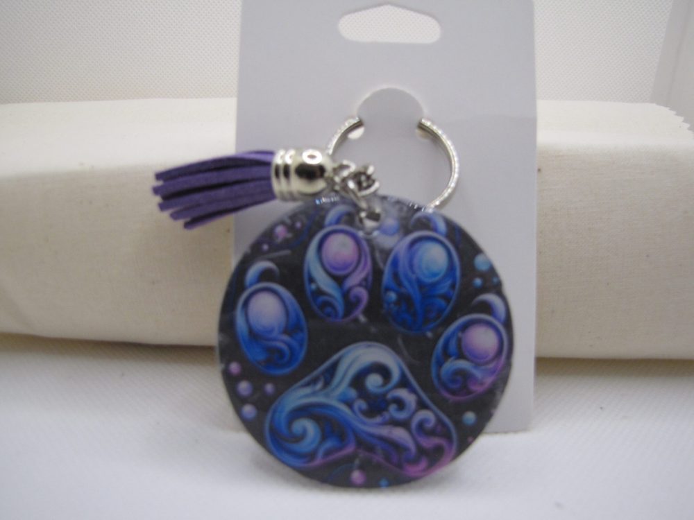 Marble Paw Print Key Chain