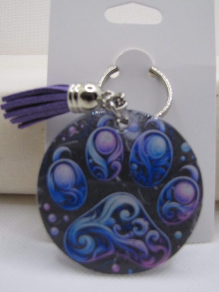 Marble Paw Print Key Chain