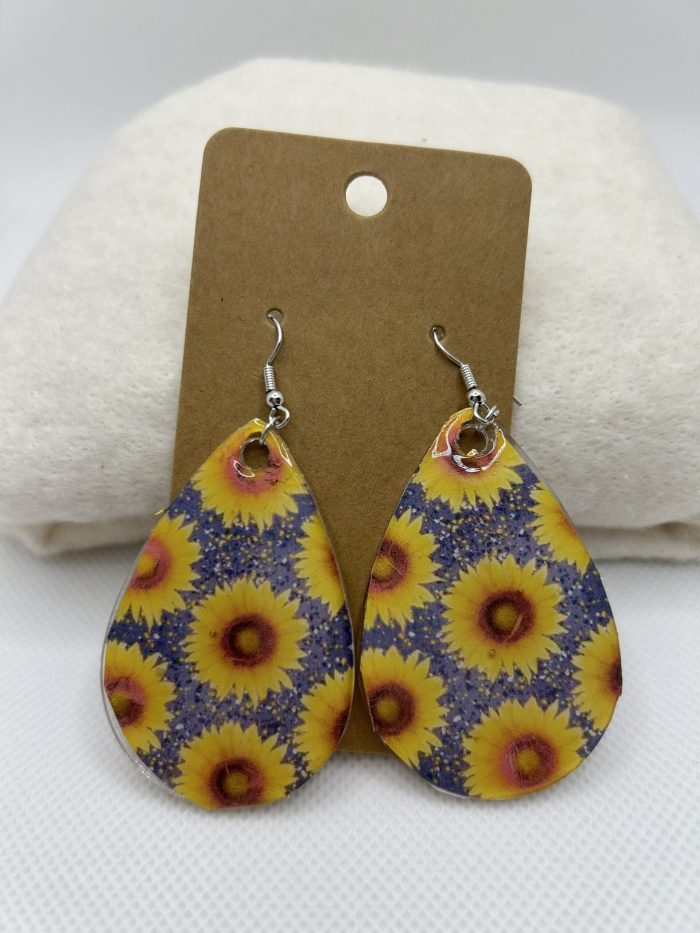 Sun Flower Teardrop Earrings