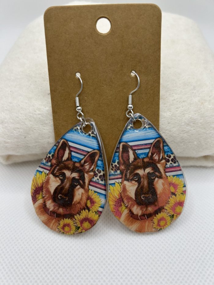 German Shepard Teardrop Earrings