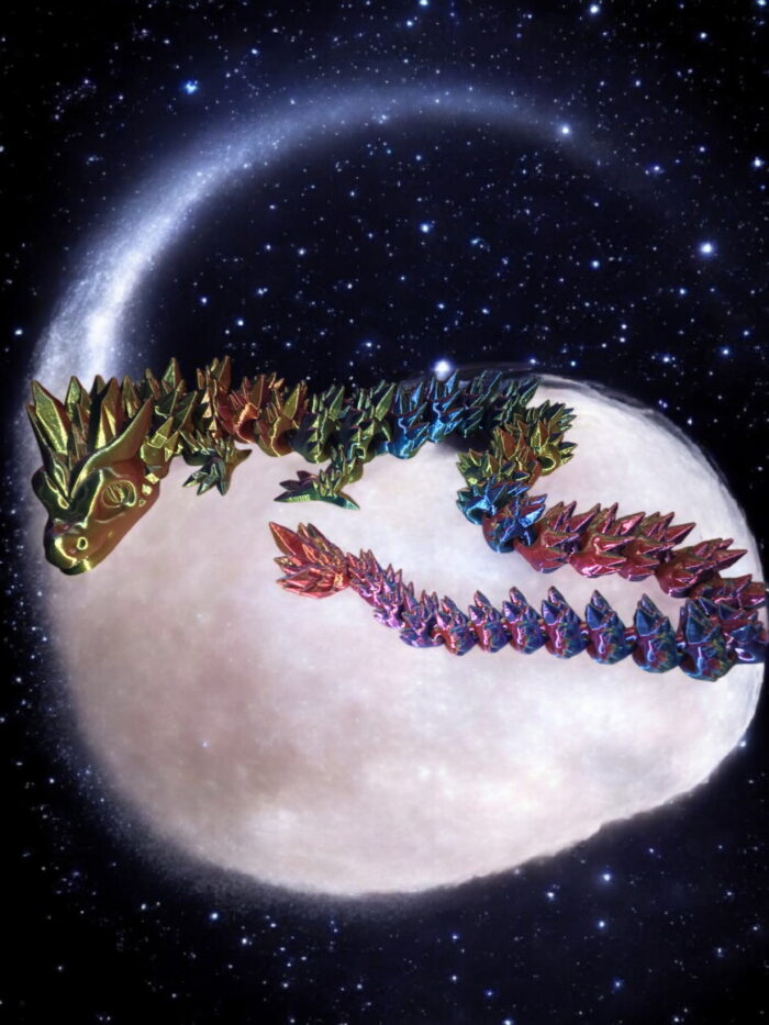 Articulated Gemstone Dragon, Fidget Toy, Desk Stress Toy, Dragon Decoration 3D Printed 15 Inches